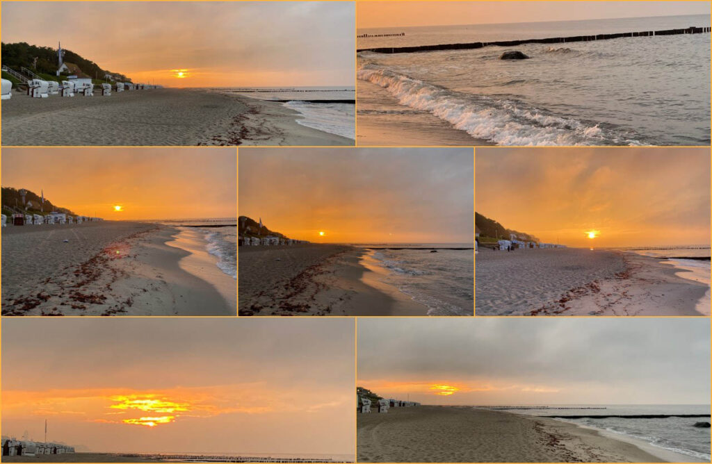 Collage Kühlungsborn Sonnenuntergang am Strand