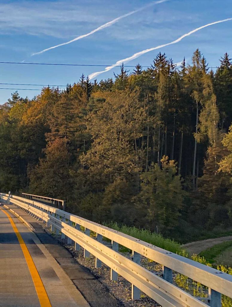 Herbstwald an der Autobahn