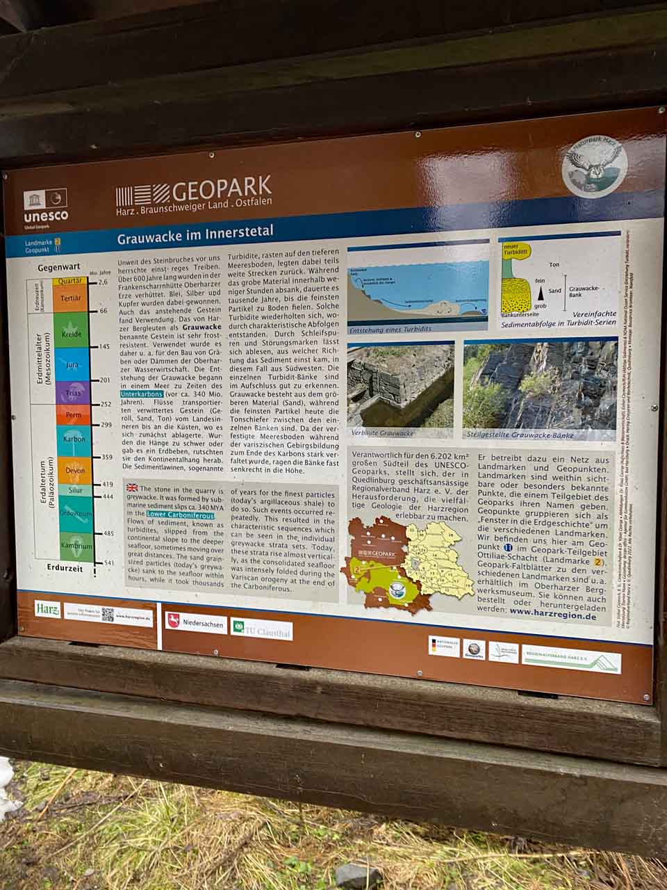 Grauwacke im Innerstetal Hinweistafel