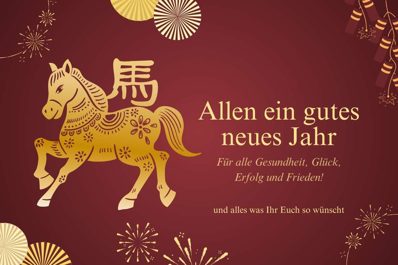 Ein gutes neues 2026 mit einem Pferdesymbol für das Jahr des Pferdes