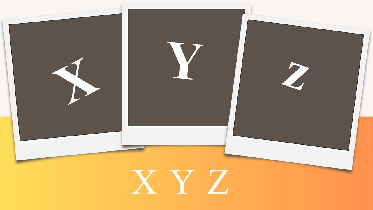 XYZ die 3 Buchstaben dargestellt für eine ABC Fotoaktion
